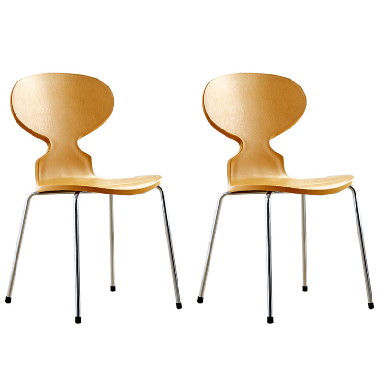 Modern Style Side Chair Plastic Metal Dining Chair for Home Use Yellow 2 Piece Set Silver Clearhalo 'Dining Chairs' 'Dining Tables & Seating' 'dining_chair' 'furn' 'furn_dining_chair' 'Furniture' 'furniture_dining_chair' 'Kitchen & Dining Furniture' 4963294