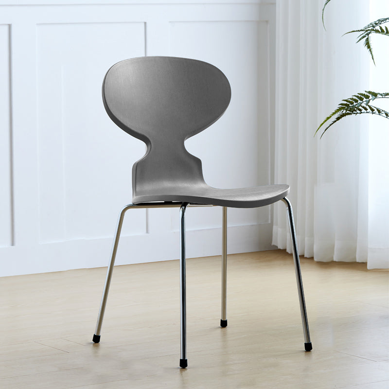 Modern Style Side Chair Plastic Metal Dining Chair for Home Use Grey 1 Piece Silver Clearhalo 'Dining Chairs' 'Dining Tables & Seating' 'dining_chair' 'furn' 'furn_dining_chair' 'Furniture' 'furniture_dining_chair' 'Kitchen & Dining Furniture' 4963296
