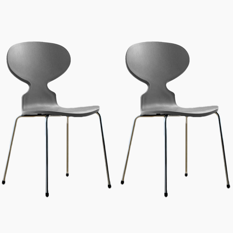 Modern Style Side Chair Plastic Metal Dining Chair for Home Use Grey 2 Piece Set Silver Clearhalo 'Dining Chairs' 'Dining Tables & Seating' 'dining_chair' 'furn' 'furn_dining_chair' 'Furniture' 'furniture_dining_chair' 'Kitchen & Dining Furniture' 4963297