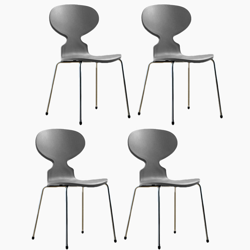 Modern Style Side Chair Plastic Metal Dining Chair for Home Use Grey 4 Piece Set Silver Clearhalo 'Dining Chairs' 'Dining Tables & Seating' 'dining_chair' 'furn' 'furn_dining_chair' 'Furniture' 'furniture_dining_chair' 'Kitchen & Dining Furniture' 4963298