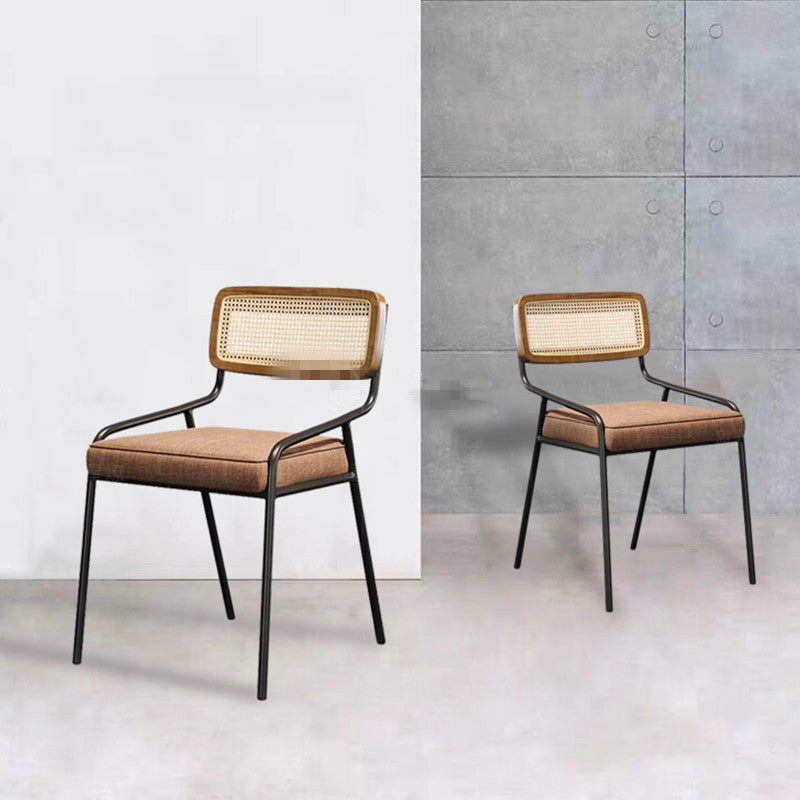 Modern Style Fabric Side Chair Cane Back Armless Dining Chair Clearhalo 'Dining Chairs' 'Dining Tables & Seating' 'dining_chair' 'furn' 'furn_dining_chair' 'Furniture' 'furniture_dining_chair' 'Kitchen & Dining Furniture' 4963300