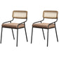 Modern Style Fabric Side Chair Cane Back Armless Dining Chair Brown-Black 2 Piece Set Clearhalo 'Dining Chairs' 'Dining Tables & Seating' 'dining_chair' 'furn' 'furn_dining_chair' 'Furniture' 'furniture_dining_chair' 'Kitchen & Dining Furniture' 4963302