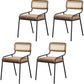 Modern Style Fabric Side Chair Cane Back Armless Dining Chair Brown-Black 4 Piece Set Clearhalo 'Dining Chairs' 'Dining Tables & Seating' 'dining_chair' 'furn' 'furn_dining_chair' 'Furniture' 'furniture_dining_chair' 'Kitchen & Dining Furniture' 4963304