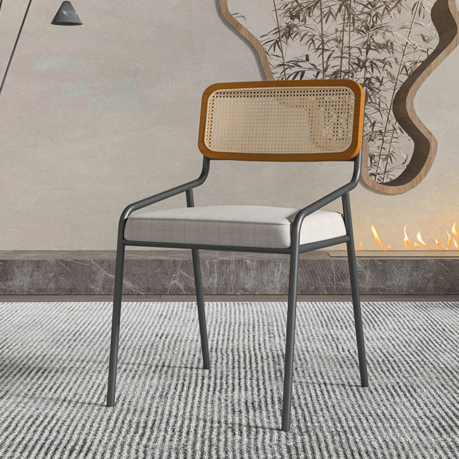 Modern Style Fabric Side Chair Cane Back Armless Dining Chair Clearhalo 'Dining Chairs' 'Dining Tables & Seating' 'dining_chair' 'furn' 'furn_dining_chair' 'Furniture' 'furniture_dining_chair' 'Kitchen & Dining Furniture' 4963305