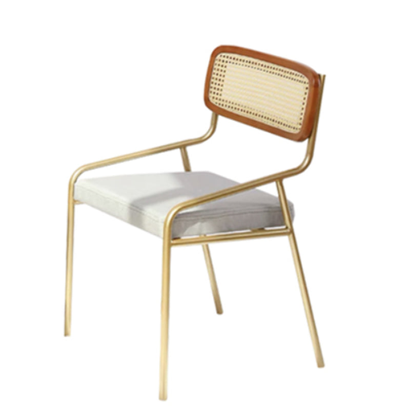 Modern Style Fabric Side Chair Cane Back Armless Dining Chair Gold-Brown 1 Piece Clearhalo 'Dining Chairs' 'Dining Tables & Seating' 'dining_chair' 'furn' 'furn_dining_chair' 'Furniture' 'furniture_dining_chair' 'Kitchen & Dining Furniture' 4963306