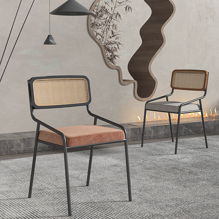 Modern Style Fabric Side Chair Cane Back Armless Dining Chair Clearhalo 'Dining Chairs' 'Dining Tables & Seating' 'dining_chair' 'furn' 'furn_dining_chair' 'Furniture' 'furniture_dining_chair' 'Kitchen & Dining Furniture' 4963307