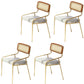 Modern Style Fabric Side Chair Cane Back Armless Dining Chair Gold-Brown 4 Piece Set Clearhalo 'Dining Chairs' 'Dining Tables & Seating' 'dining_chair' 'furn' 'furn_dining_chair' 'Furniture' 'furniture_dining_chair' 'Kitchen & Dining Furniture' 4963310
