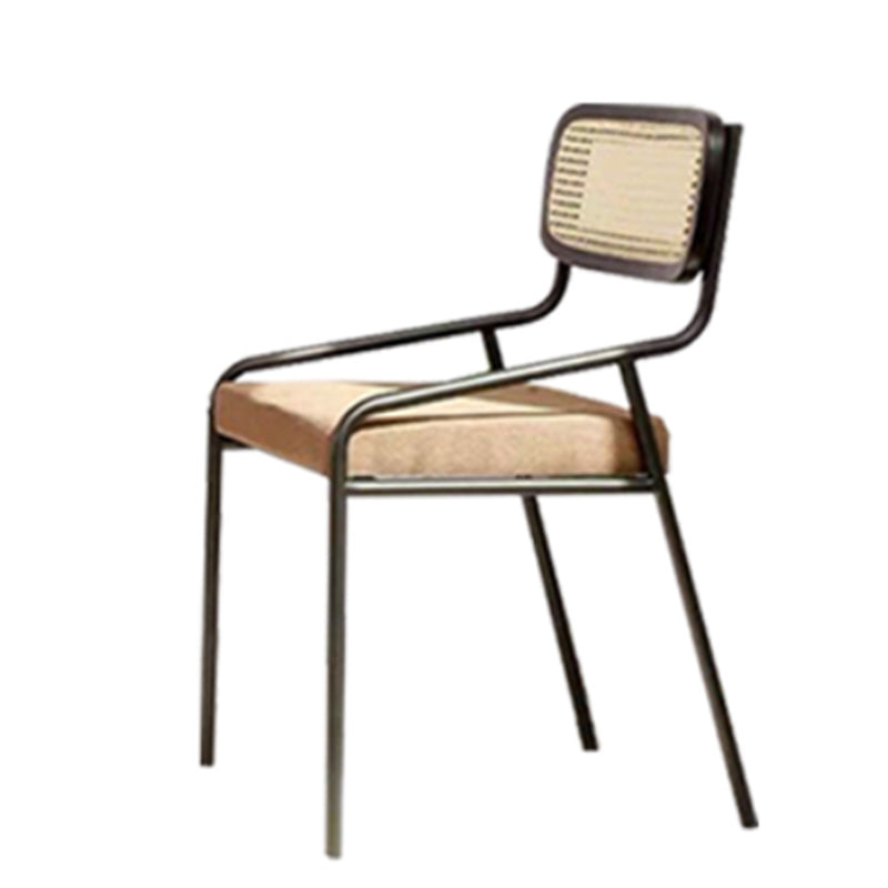 Modern Style Fabric Side Chair Cane Back Armless Dining Chair Black 1 Piece Clearhalo 'Dining Chairs' 'Dining Tables & Seating' 'dining_chair' 'furn' 'furn_dining_chair' 'Furniture' 'furniture_dining_chair' 'Kitchen & Dining Furniture' 4963312