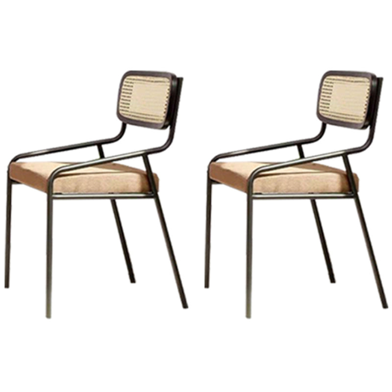 Modern Style Fabric Side Chair Cane Back Armless Dining Chair Black 2 Piece Set Clearhalo 'Dining Chairs' 'Dining Tables & Seating' 'dining_chair' 'furn' 'furn_dining_chair' 'Furniture' 'furniture_dining_chair' 'Kitchen & Dining Furniture' 4963314