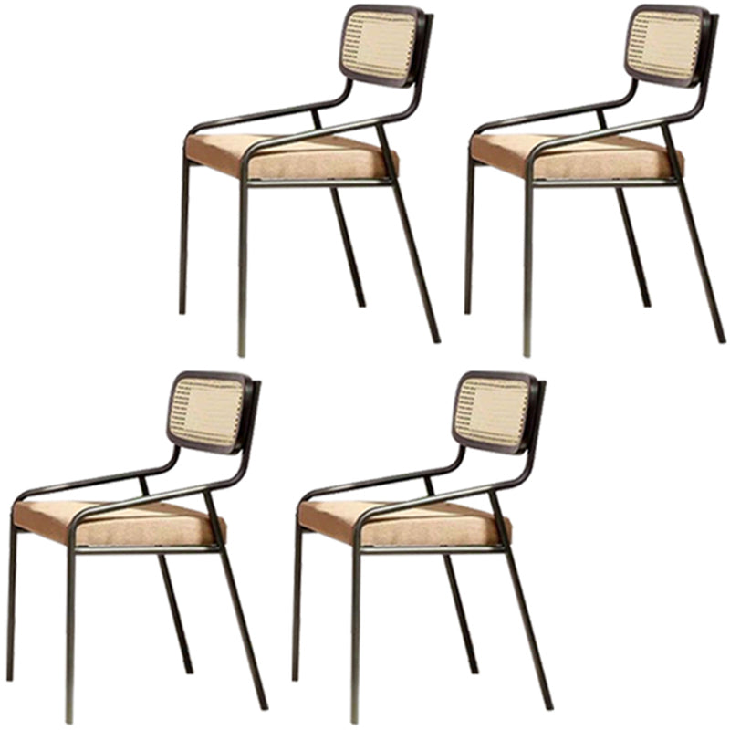 Modern Style Fabric Side Chair Cane Back Armless Dining Chair Black 4 Piece Set Clearhalo 'Dining Chairs' 'Dining Tables & Seating' 'dining_chair' 'furn' 'furn_dining_chair' 'Furniture' 'furniture_dining_chair' 'Kitchen & Dining Furniture' 4963316