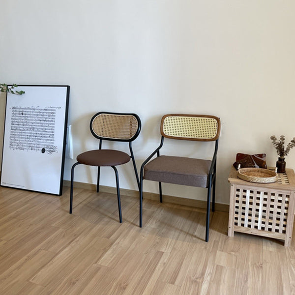 Modern Style Fabric Side Chair Cane Back Armless Dining Chair Clearhalo 'Dining Chairs' 'Dining Tables & Seating' 'dining_chair' 'furn' 'furn_dining_chair' 'Furniture' 'furniture_dining_chair' 'Kitchen & Dining Furniture' 4963317