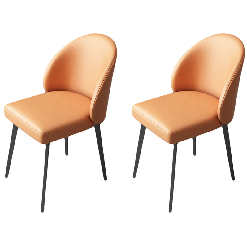 Modern Style Parsons Side Chair Faux Leather Indoor Dining Chair Orange 2 Piece Set Clearhalo 'Dining Chairs' 'Dining Tables & Seating' 'dining_chair' 'furn' 'furn_dining_chair' 'Furniture' 'furniture_dining_chair' 'Kitchen & Dining Furniture' 4963335