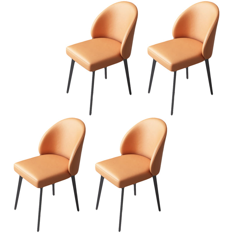 Modern Style Parsons Side Chair Faux Leather Indoor Dining Chair Orange 4 Piece Set Clearhalo 'Dining Chairs' 'Dining Tables & Seating' 'dining_chair' 'furn' 'furn_dining_chair' 'Furniture' 'furniture_dining_chair' 'Kitchen & Dining Furniture' 4963337