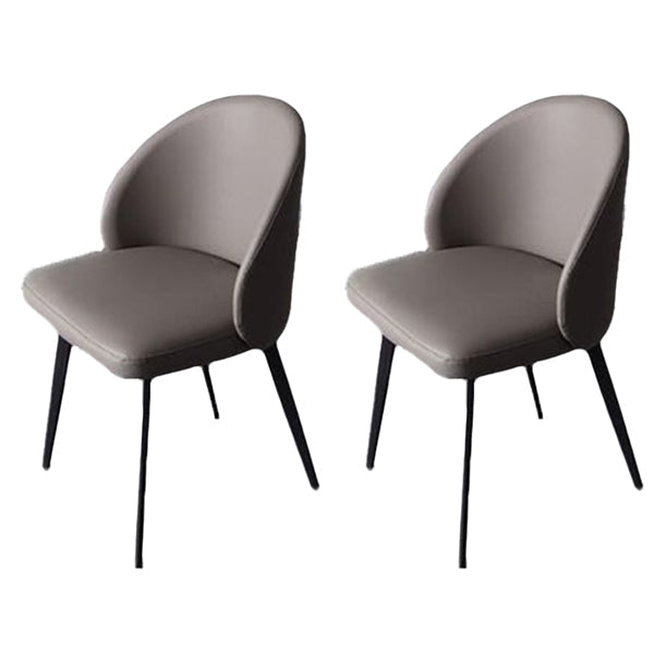 Modern Style Parsons Side Chair Faux Leather Indoor Dining Chair Grey 2 Piece Set Clearhalo 'Dining Chairs' 'Dining Tables & Seating' 'dining_chair' 'furn' 'furn_dining_chair' 'Furniture' 'furniture_dining_chair' 'Kitchen & Dining Furniture' 4963339