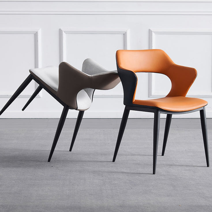 Contemporary Dining Room Arm Chairs Faux Leather Dining Chairs Clearhalo 'Dining Chairs' 'Dining Tables & Seating' 'dining_chair' 'furn' 'furn_dining_chair' 'Furniture' 'furniture_dining_chair' 'Kitchen & Dining Furniture' 4963342