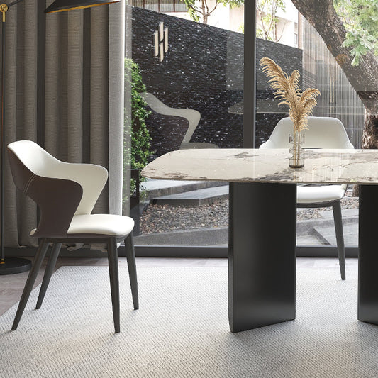 Contemporary Dining Room Arm Chairs Faux Leather Dining Chairs Clearhalo 'Dining Chairs' 'Dining Tables & Seating' 'dining_chair' 'furn' 'furn_dining_chair' 'Furniture' 'furniture_dining_chair' 'Kitchen & Dining Furniture' 4963343