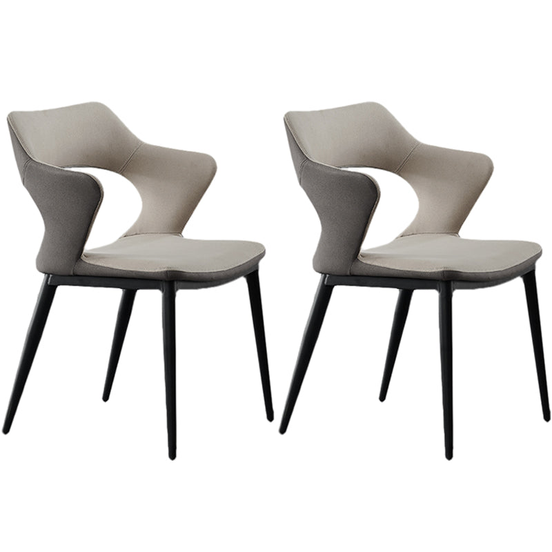 Contemporary Dining Room Arm Chairs Faux Leather Dining Chairs Light Gray 2 Piece Set Clearhalo 'Dining Chairs' 'Dining Tables & Seating' 'dining_chair' 'furn' 'furn_dining_chair' 'Furniture' 'furniture_dining_chair' 'Kitchen & Dining Furniture' 4963344