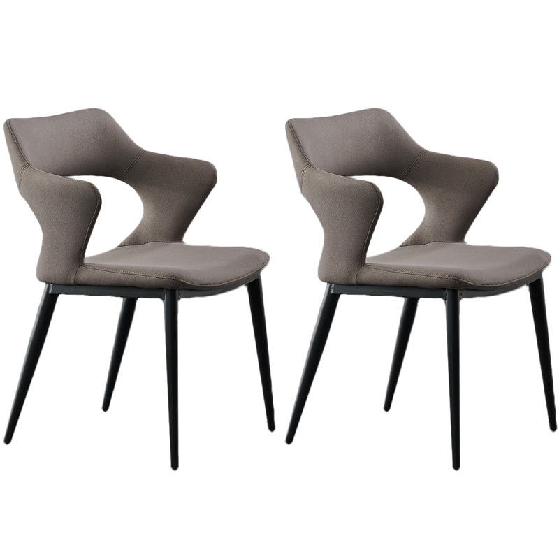 Contemporary Dining Room Arm Chairs Faux Leather Dining Chairs Dark Gray 2 Piece Set Clearhalo 'Dining Chairs' 'Dining Tables & Seating' 'dining_chair' 'furn' 'furn_dining_chair' 'Furniture' 'furniture_dining_chair' 'Kitchen & Dining Furniture' 4963355