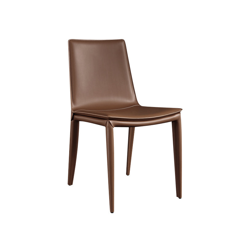 Modern Style Side Chair Faux Leather Dining Chair for Dining Room Brown 1 Piece Clearhalo 'Dining Chairs' 'Dining Tables & Seating' 'dining_chair' 'furn' 'furn_dining_chair' 'Furniture' 'furniture_dining_chair' 'Kitchen & Dining Furniture' 4963361