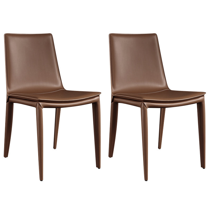Modern Style Side Chair Faux Leather Dining Chair for Dining Room Brown 2 Piece Set Clearhalo 'Dining Chairs' 'Dining Tables & Seating' 'dining_chair' 'furn' 'furn_dining_chair' 'Furniture' 'furniture_dining_chair' 'Kitchen & Dining Furniture' 4963363