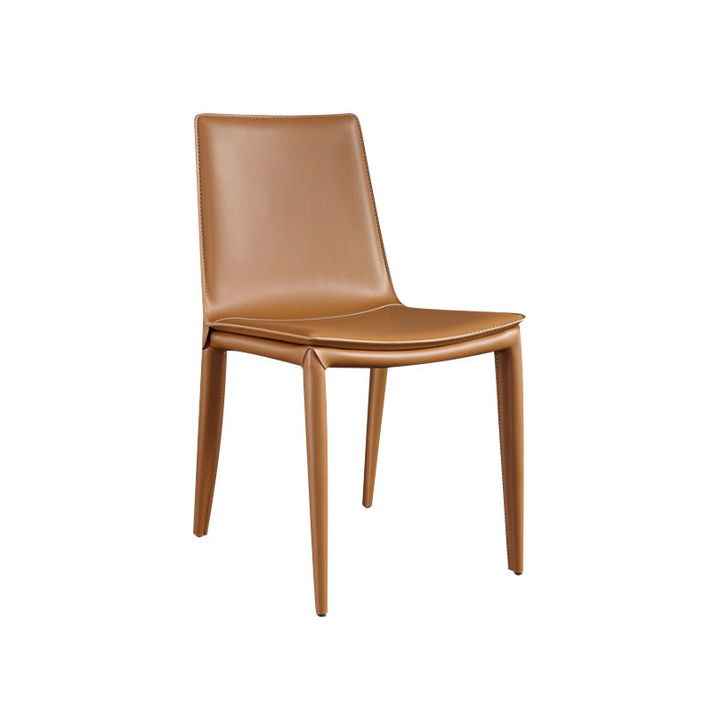 Modern Style Side Chair Faux Leather Dining Chair for Dining Room Orange 1 Piece Clearhalo 'Dining Chairs' 'Dining Tables & Seating' 'dining_chair' 'furn' 'furn_dining_chair' 'Furniture' 'furniture_dining_chair' 'Kitchen & Dining Furniture' 4963372