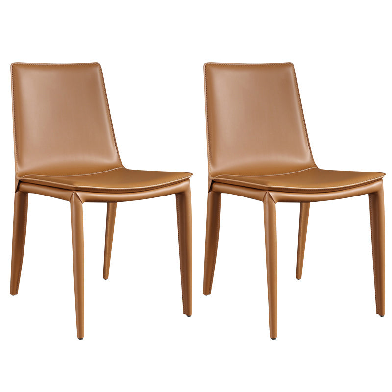 Modern Style Side Chair Faux Leather Dining Chair for Dining Room Orange 2 Piece Set Clearhalo 'Dining Chairs' 'Dining Tables & Seating' 'dining_chair' 'furn' 'furn_dining_chair' 'Furniture' 'furniture_dining_chair' 'Kitchen & Dining Furniture' 4963375