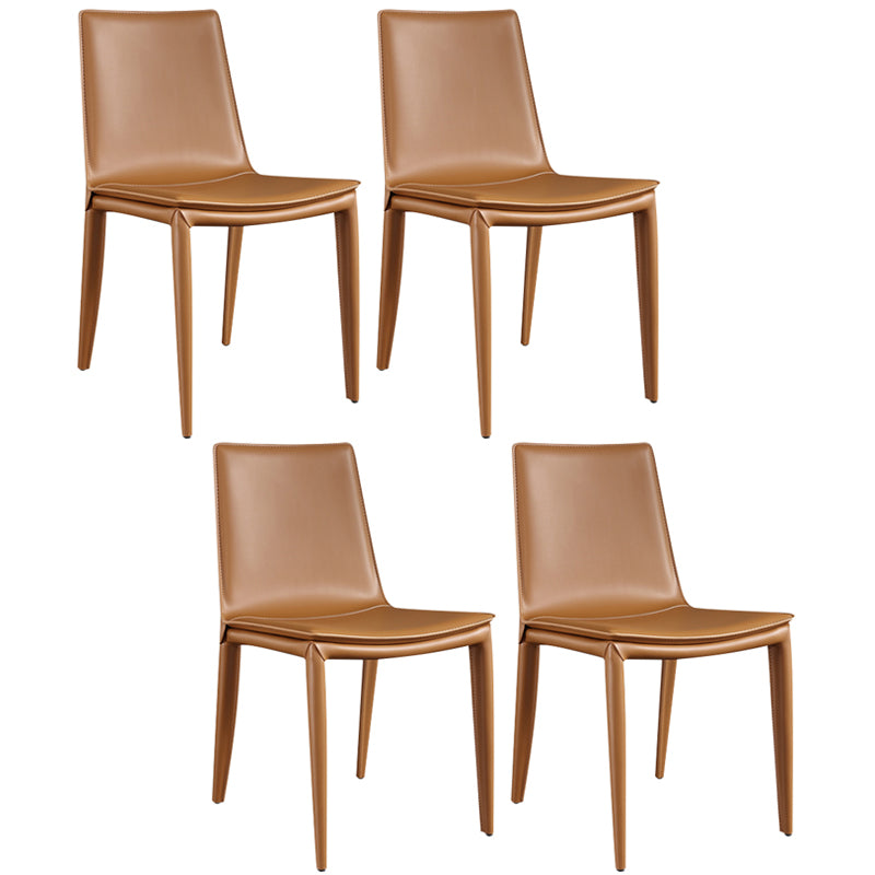 Modern Style Side Chair Faux Leather Dining Chair for Dining Room Orange 4 Piece Set Clearhalo 'Dining Chairs' 'Dining Tables & Seating' 'dining_chair' 'furn' 'furn_dining_chair' 'Furniture' 'furniture_dining_chair' 'Kitchen & Dining Furniture' 4963377