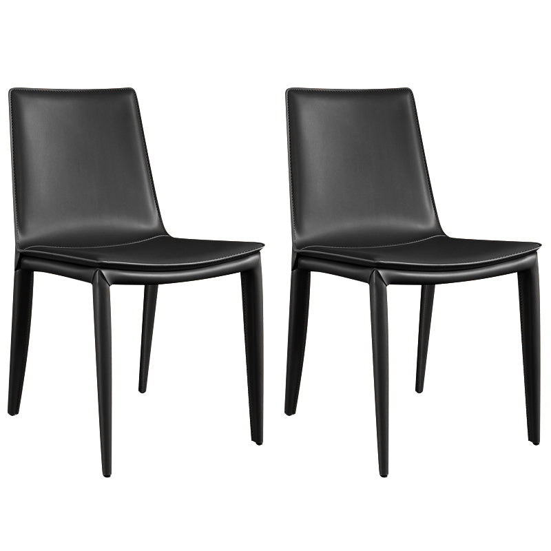 Modern Style Side Chair Faux Leather Dining Chair for Dining Room Black 2 Piece Set Clearhalo 'Dining Chairs' 'Dining Tables & Seating' 'dining_chair' 'furn' 'furn_dining_chair' 'Furniture' 'furniture_dining_chair' 'Kitchen & Dining Furniture' 4963380