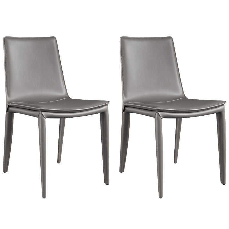 Modern Style Side Chair Faux Leather Dining Chair for Dining Room Grey 2 Piece Set Clearhalo 'Dining Chairs' 'Dining Tables & Seating' 'dining_chair' 'furn' 'furn_dining_chair' 'Furniture' 'furniture_dining_chair' 'Kitchen & Dining Furniture' 4963383