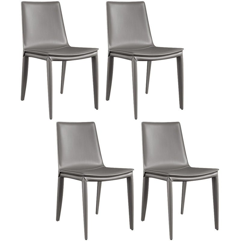 Modern Style Side Chair Faux Leather Dining Chair for Dining Room Grey 4 Piece Set Clearhalo 'Dining Chairs' 'Dining Tables & Seating' 'dining_chair' 'furn' 'furn_dining_chair' 'Furniture' 'furniture_dining_chair' 'Kitchen & Dining Furniture' 4963384