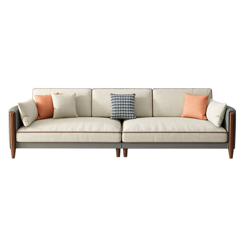 Greamy-White 35" High Contemporary Square Arm Standard Sofa with Loose Back 98"L x 35.5"W x 35.5"H Clearhalo 'furn' 'furn_sofas' 'Furniture' 'furniture_sofas' 'Living Room Furniture' 'Sofa' 'sofas' 4963406