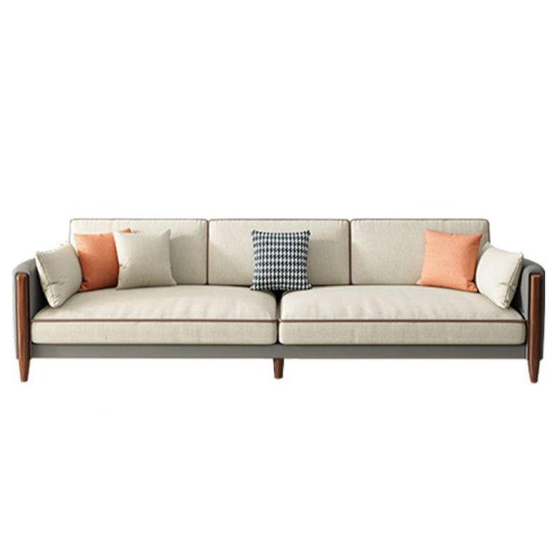 Greamy-White 35" High Contemporary Square Arm Standard Sofa with Loose Back 85"L x 35.5"W x 35.5"H Clearhalo 'furn' 'furn_sofas' 'Furniture' 'furniture_sofas' 'Living Room Furniture' 'Sofa' 'sofas' 4963407