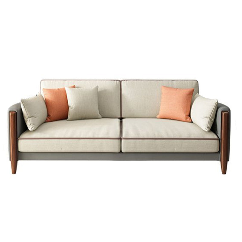 Greamy-White 35" High Contemporary Square Arm Standard Sofa with Loose Back 59"L x 35.5"W x 35.5"H Clearhalo 'furn' 'furn_sofas' 'Furniture' 'furniture_sofas' 'Living Room Furniture' 'Sofa' 'sofas' 4963408
