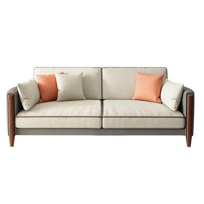 Greamy-White 35" High Contemporary Square Arm Standard Sofa with Loose Back 59"L x 35.5"W x 35.5"H Clearhalo 'furn' 'furn_sofas' 'Furniture' 'furniture_sofas' 'Living Room Furniture' 'Sofa' 'sofas' 4963408