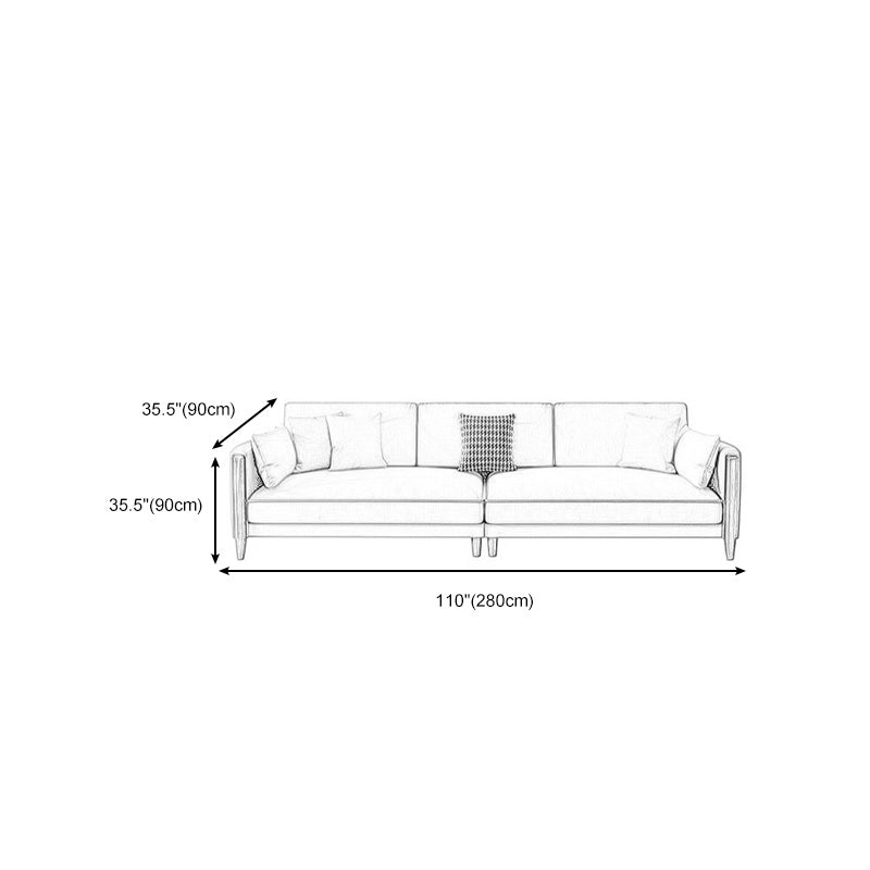 Greamy-White 35" High Contemporary Square Arm Standard Sofa with Loose Back Clearhalo 'furn' 'furn_sofas' 'Furniture' 'furniture_sofas' 'Living Room Furniture' 'Sofa' 'sofas' 4963412