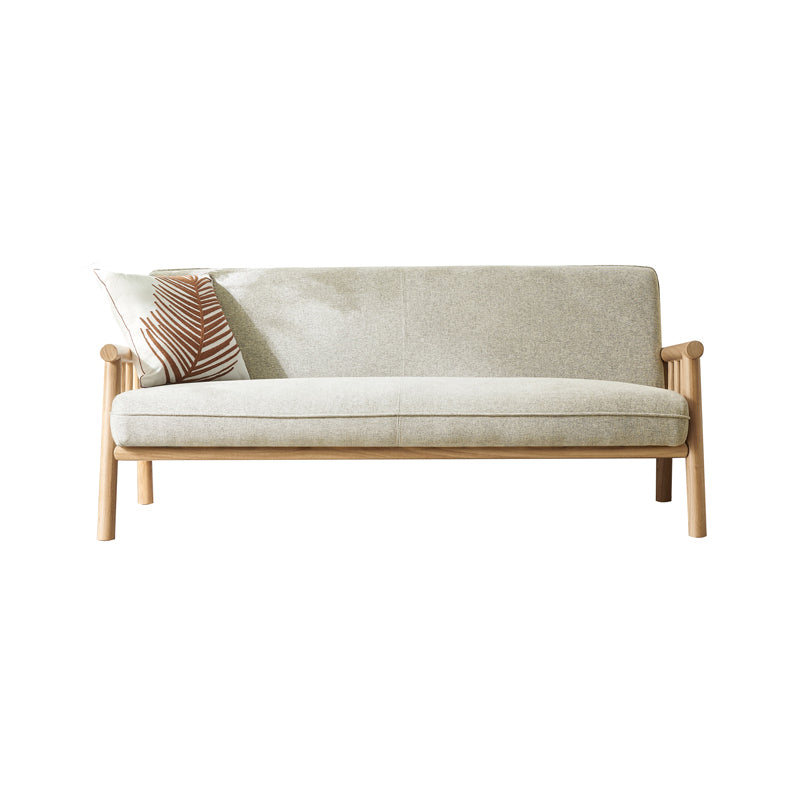 French Country Linen Rolled Arm Sofa 28.7 "W Tight Back Sofa for Living Room Off-White Clearhalo 'furn' 'furn_sofas' 'Furniture' 'furniture_sofas' 'Living Room Furniture' 'Sofa' 'sofas' 4963458