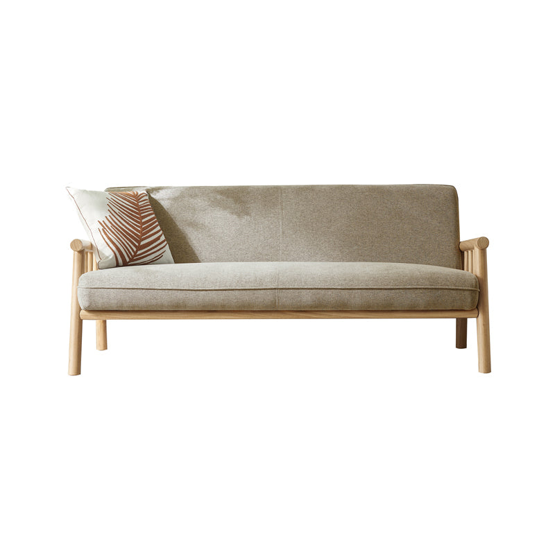 French Country Linen Rolled Arm Sofa 28.7 "W Tight Back Sofa for Living Room Brown Clearhalo 'furn' 'furn_sofas' 'Furniture' 'furniture_sofas' 'Living Room Furniture' 'Sofa' 'sofas' 4963463