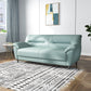 31.50" H Faux Leather Pillow Top Arm Modern Sofa with Sewn Pillow Back 55"L x 31"W x 31"H Blue Clearhalo 'furn' 'furn_sofas' 'Furniture' 'furniture_sofas' 'Living Room Furniture' 'Sofa' 'sofas' 4963472