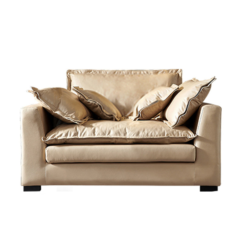 Beach Standard Sofa with Bolster Pillows 33.46"High Fabric Settee with Square Arm, Beige 47"L x 47"W x 33"H Clearhalo 'furn' 'furn_sofas' 'Furniture' 'furniture_sofas' 'Living Room Furniture' 'Sofa' 'sofas' 4963490