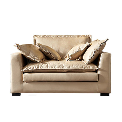 Beach Standard Sofa with Bolster Pillows 33.46"High Fabric Settee with Square Arm, Beige 47"L x 47"W x 33"H Clearhalo 'furn' 'furn_sofas' 'Furniture' 'furniture_sofas' 'Living Room Furniture' 'Sofa' 'sofas' 4963490