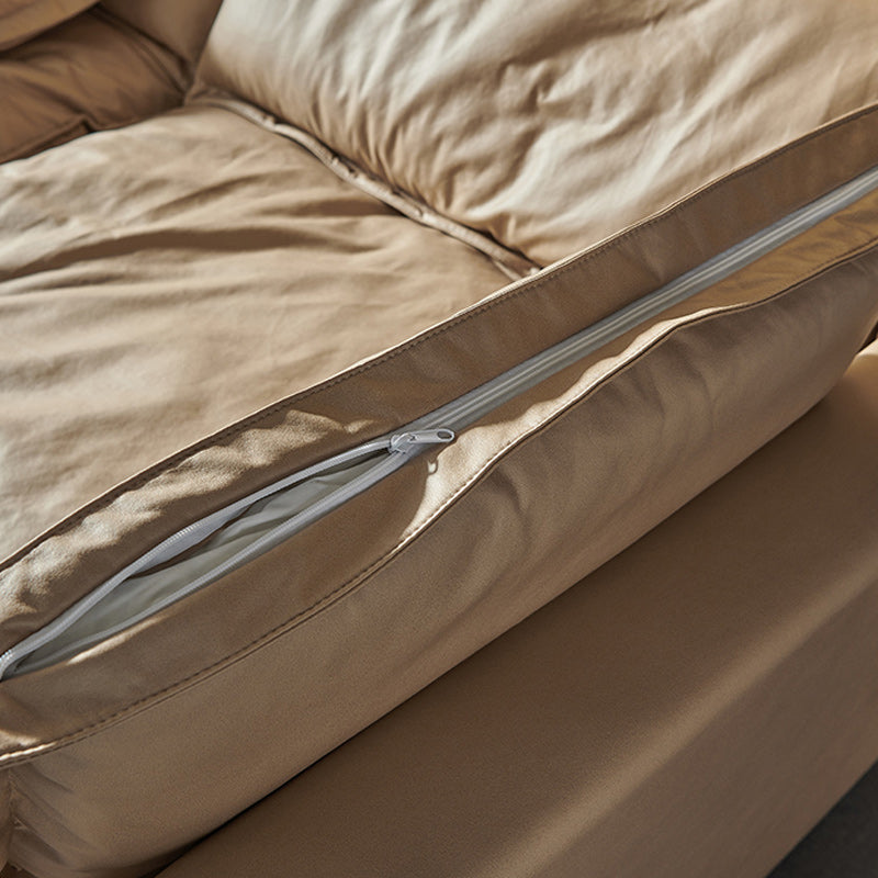 Beach Standard Sofa with Bolster Pillows 33.46"High Fabric Settee with Square Arm, Beige Clearhalo 'furn' 'furn_sofas' 'Furniture' 'furniture_sofas' 'Living Room Furniture' 'Sofa' 'sofas' 4963493