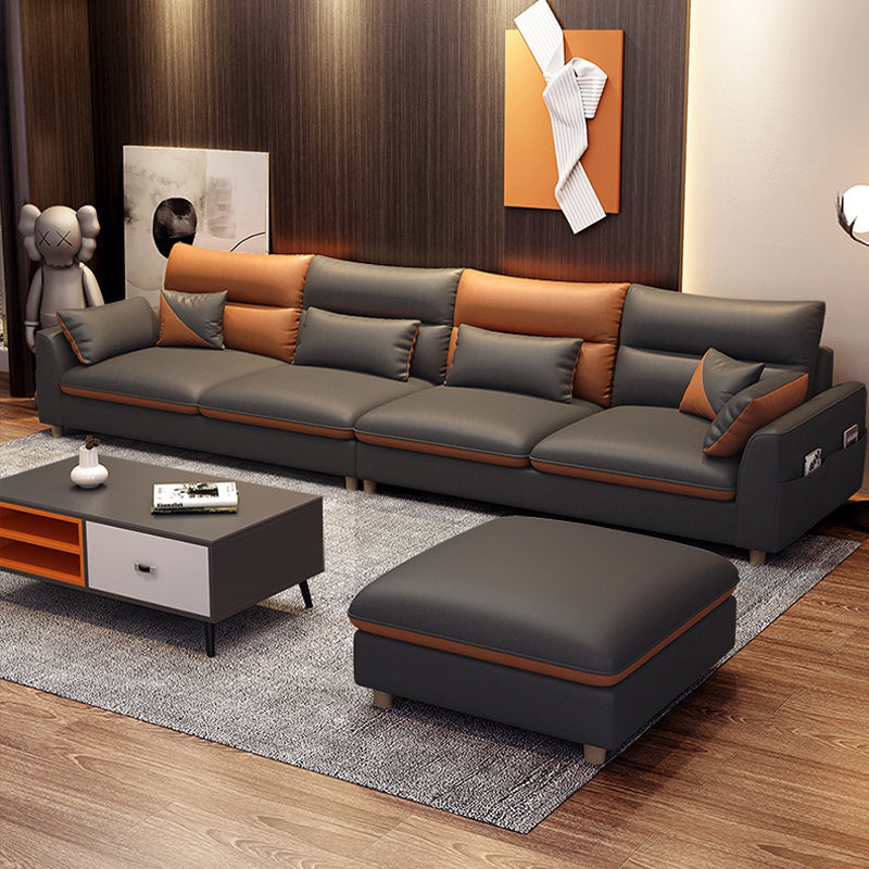 35" High Modern Square Arm Standard Sofa with Bolster Pillows for Living Room, Apartment Clearhalo 'furn' 'furn_sofas' 'Furniture' 'furniture_sofas' 'Living Room Furniture' 'Sofa' 'sofas' 4963503