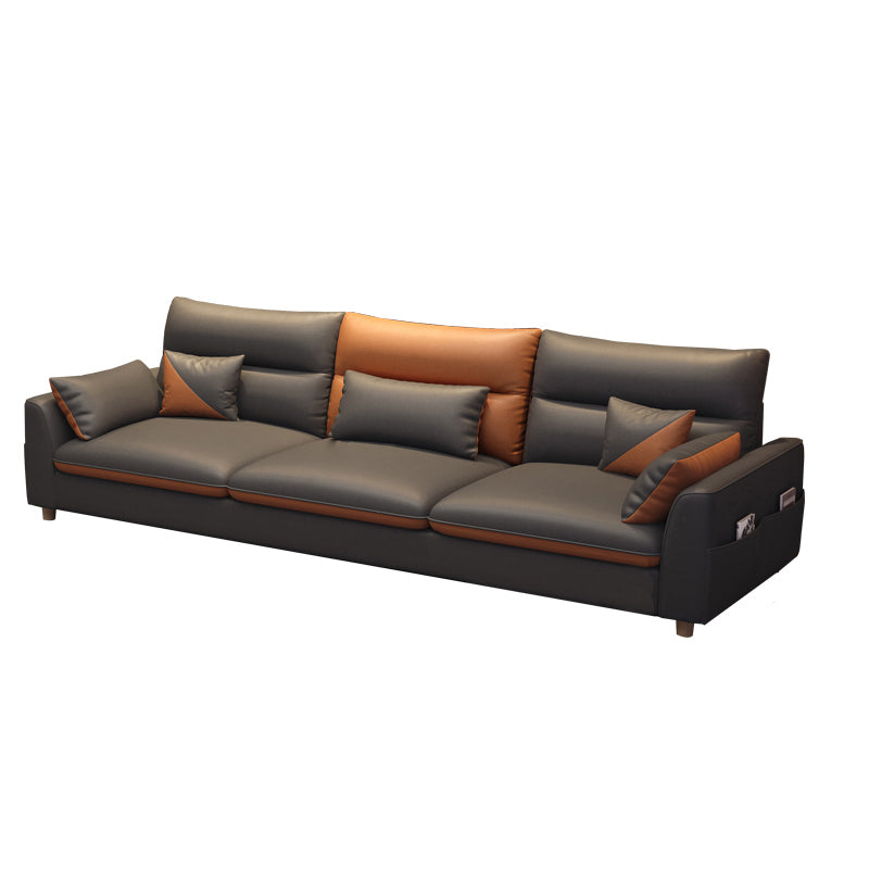 35" High Modern Square Arm Standard Sofa with Bolster Pillows for Living Room, Apartment 106"L x 35.5"W x 35.5"H Clearhalo 'furn' 'furn_sofas' 'Furniture' 'furniture_sofas' 'Living Room Furniture' 'Sofa' 'sofas' 4963506