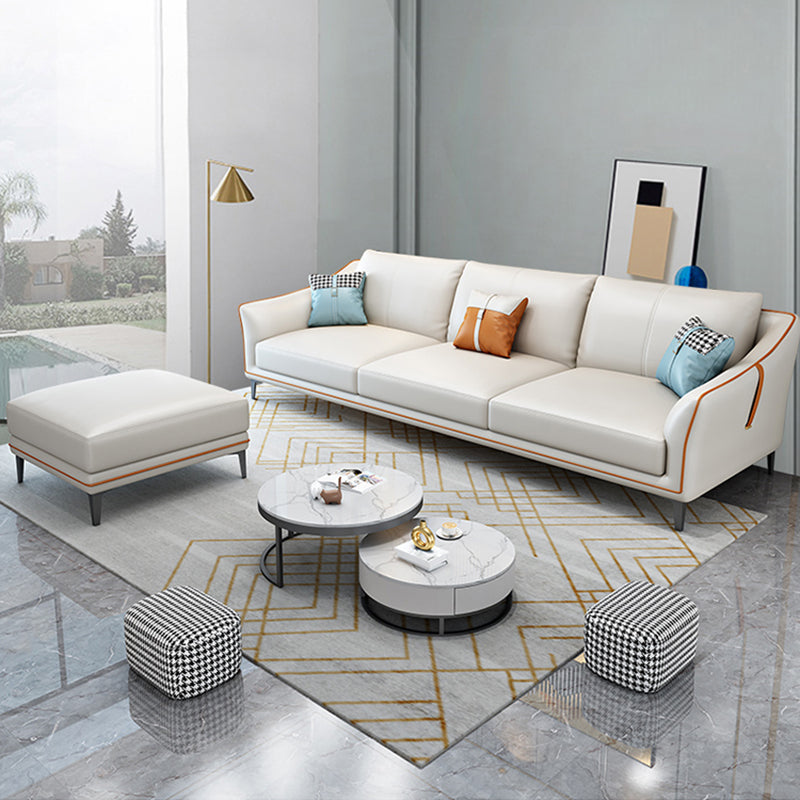 Transitional Modern Sofa with Bolster Pillows 35.43"High Tuxedo Arm Sofa, Ivory Clearhalo 'furn' 'furn_sofas' 'Furniture' 'furniture_sofas' 'Living Room Furniture' 'Sofa' 'sofas' 4963518