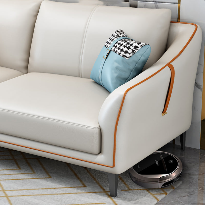 Transitional Modern Sofa with Bolster Pillows 35.43"High Tuxedo Arm Sofa, Ivory Clearhalo 'furn' 'furn_sofas' 'Furniture' 'furniture_sofas' 'Living Room Furniture' 'Sofa' 'sofas' 4963522