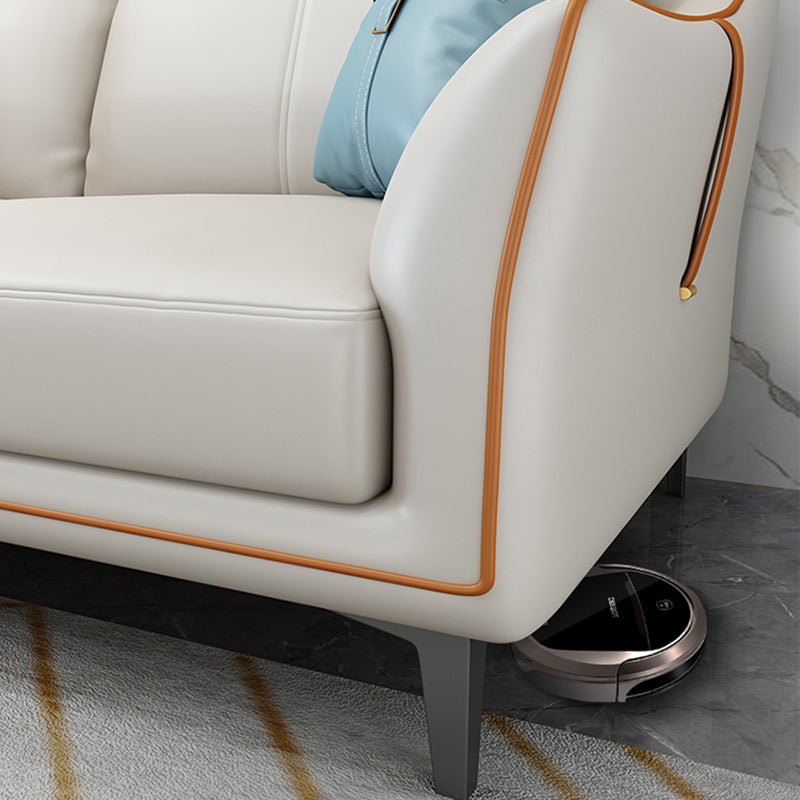 Transitional Modern Sofa with Bolster Pillows 35.43"High Tuxedo Arm Sofa, Ivory Clearhalo 'furn' 'furn_sofas' 'Furniture' 'furniture_sofas' 'Living Room Furniture' 'Sofa' 'sofas' 4963524