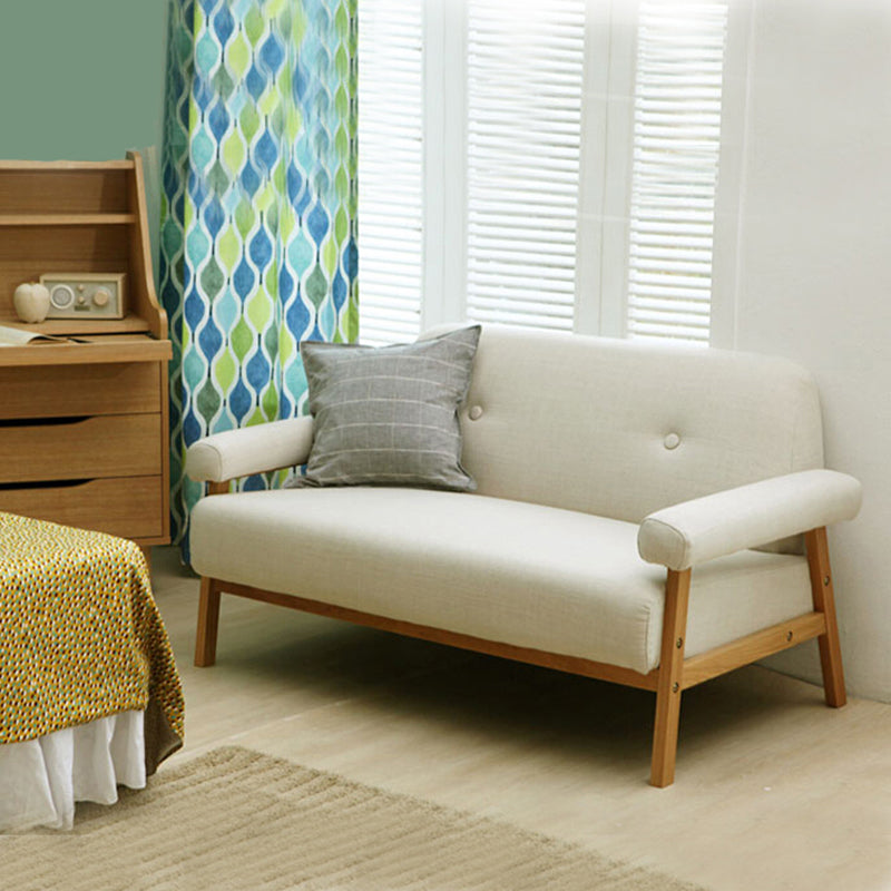 Cotton Blend Square Arm Sofa Tufted 27"W Modern Sofa for Living Room 69"L x 27.5"W x 30"H Off-White Clearhalo 'furn' 'furn_sofas' 'Furniture' 'furniture_sofas' 'Living Room Furniture' 'Sofa' 'sofas' 4963545