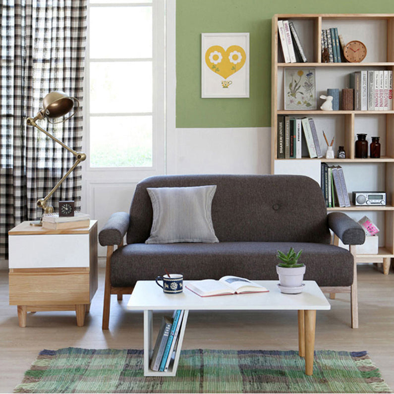 Cotton Blend Square Arm Sofa Tufted 27"W Modern Sofa for Living Room Dark Gray Clearhalo 'furn' 'furn_sofas' 'Furniture' 'furniture_sofas' 'Living Room Furniture' 'Sofa' 'sofas' 4963546