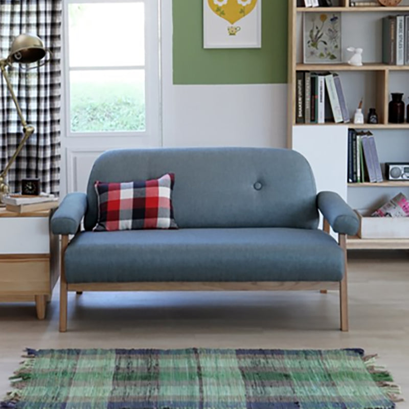 Cotton Blend Square Arm Sofa Tufted 27"W Modern Sofa for Living Room Royal Blue Clearhalo 'furn' 'furn_sofas' 'Furniture' 'furniture_sofas' 'Living Room Furniture' 'Sofa' 'sofas' 4963548