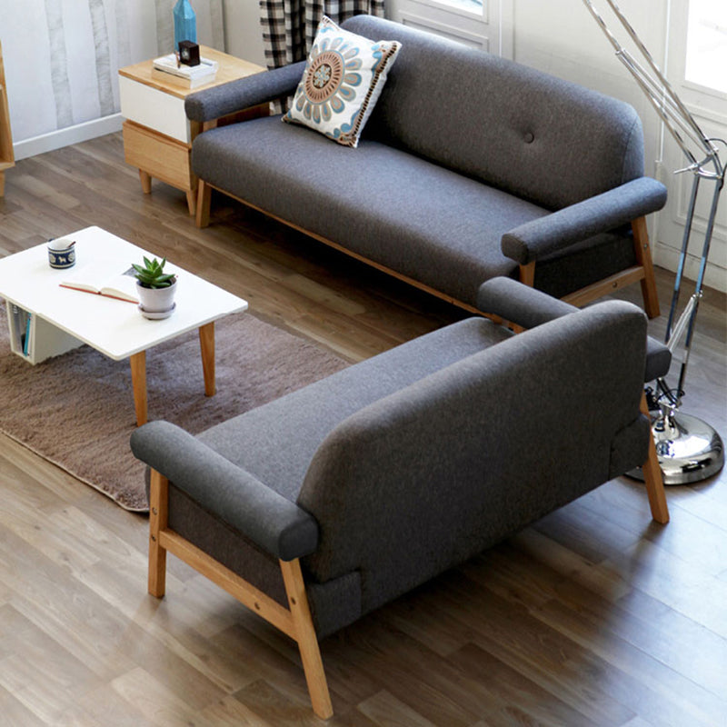 Cotton Blend Square Arm Sofa Tufted 27"W Modern Sofa for Living Room Clearhalo 'furn' 'furn_sofas' 'Furniture' 'furniture_sofas' 'Living Room Furniture' 'Sofa' 'sofas' 4963550